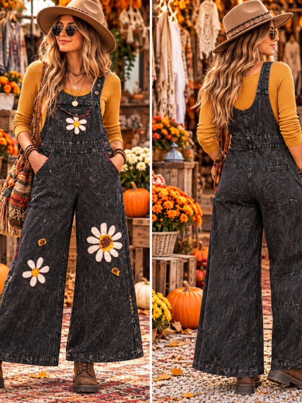 NWT Cotton Daisy Wide Leg Overalls